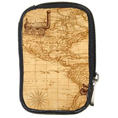 Map Discovery America Ship Train Compact Camera Leather Case by Sudhe