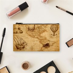 Map Discovery America Ship Train Cosmetic Bag (small) by Sudhe