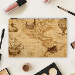 Map Discovery America Ship Train Cosmetic Bag (large) by Sudhe