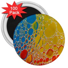 Bubbles Abstract Lights Yellow 3  Magnets (100 Pack) by Sudhe