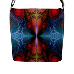 Fractal Background Design Flap Closure Messenger Bag (l) by Sudhe