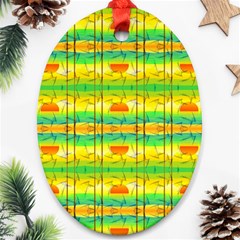 Birds Beach Sun Abstract Pattern Ornament (oval) by Pakrebo