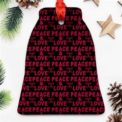 Peace And Love Typographic Print Pattern Bell Ornament (two Sides) by dflcprintsclothing