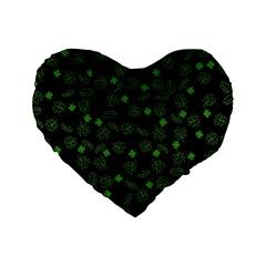 St Patricks Day Pattern Standard 16  Premium Heart Shape Cushions by Valentinaart