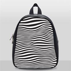 Retro Psychedelic Waves Pattern 80s Black And White School Bag (small) by genx