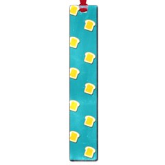 Toast With Cheese Funny Retro Pattern Turquoise Green Background Large Book Marks by genx