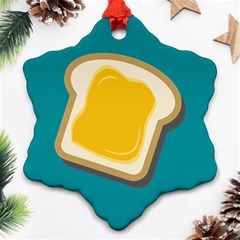 Toast With Cheese Funny Retro Pattern Turquoise Green Background Ornament (snowflake) by genx