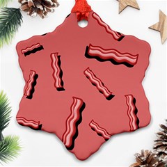 Funny Bacon Slices Pattern Infidel Vintage Red Meat Background  Ornament (snowflake) by genx