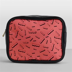 Funny Bacon Slices Pattern Infidel Vintage Red Meat Background  Mini Toiletries Bag (one Side) by genx