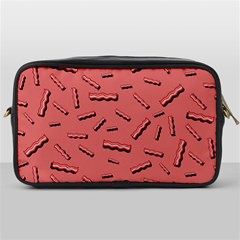 Funny Bacon Slices Pattern Infidel Vintage Red Meat Background  Toiletries Bag (one Side) by genx