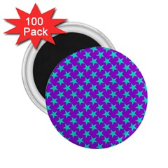 Turquoise Stars Pattern On Purple 2 25  Magnets (100 Pack)  by BrightVibesDesign