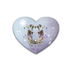 Easter Egg With Flowers Rubber Coaster (heart)  by FantasyWorld7