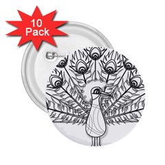 Peacock Plumage Display Bird 2 25  Buttons (10 Pack)  by Pakrebo