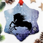 Wonderful Black Horse Silhouette On Vintage Background Ornament (Snowflake) Front