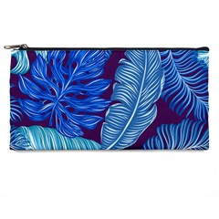 Tropical Blue Leaves Pencil Cases by snowwhitegirl