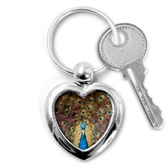 Peacock Feather Peacock Feather Key Chains (heart)  by Pakrebo