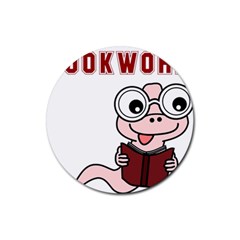 Literal Bookworm Rubber Coaster (round)  by emeraldwolfpress