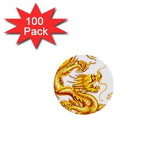 Chinese Dragon Golden 1  Mini Buttons (100 Pack)  by Sudhe