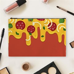 Pizza Topping Funny Modern Yellow Melting Cheese And Pepperonis Cosmetic Bag (large) by genx