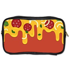 Pizza Topping Funny Modern Yellow Melting Cheese And Pepperonis Toiletries Bag (two Sides) by genx