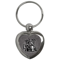 Odin On His Throne With Ravens Wolf On Black Stone Texture Key Chains (heart)  by snek