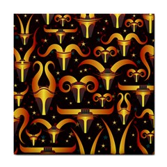 Stylised Horns Black Pattern Tile Coasters by HermanTelo