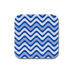 Waves Wavy Lines Rubber Square Coaster (4 Pack)  by HermanTelo