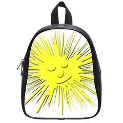 Smilie Sun Emoticon Yellow Cheeky School Bag (small) by HermanTelo