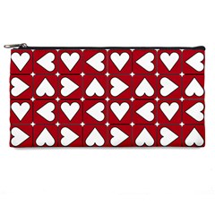 Graphic Heart Pattern Red White Pencil Cases by HermanTelo