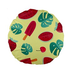 Watermelon Leaves Strawberry Standard 15  Premium Round Cushions by Pakrebo