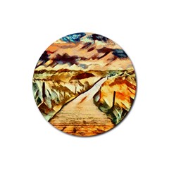 Painting Expressive Colors Texture Rubber Round Coaster (4 Pack)  by Pakrebo