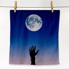 Moon Sky Blue Hand Arm Night Face Towel by HermanTelo