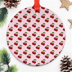 Retro Pink Cherries Ornament (round) by snowwhitegirl