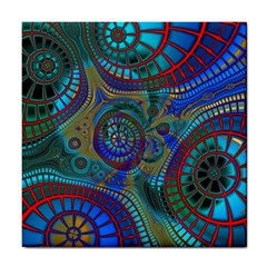 Fractal Abstract Line Wave Tile Coasters by HermanTelo