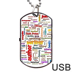 Writing Author Motivation Words Dog Tag Usb Flash (one Side) by Sapixe