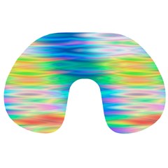 Wave Rainbow Bright Texture Travel Neck Pillow by Sapixe