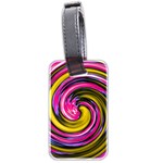 Swirl Vortex Motion Pink Yellow Luggage Tag (two sides) Back