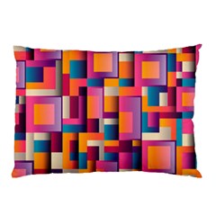 Abstract Background Geometry Blocks Pillow Case by Bajindul