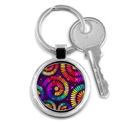 Abstract Background Spiral Colorful Key Chain (round) by Bajindul