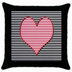 Heart Stripes Symbol Striped Throw Pillow Case (black) by Bajindul