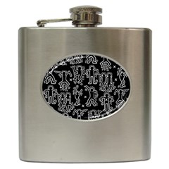 Doodle Pattern Hip Flask (6 Oz) by Valentinaart