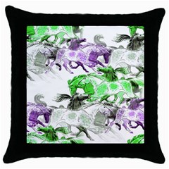 Horse Animal World Green Throw Pillow Case (black) by BangZart