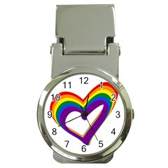 Rainbow Heart Colorful Lgbt Rainbow Flag Colors Gay Pride Support Money Clip Watches by yoursparklingshop