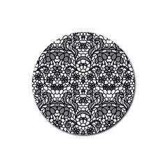 Lace Seamless Pattern With Flowers Rubber Coaster (round)  by Sobalvarro