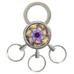 Fractal Flower Petals Colorful 3-ring Key Chain