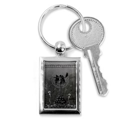 Awesome Crow Skeleton With Skulls Key Chain (rectangle) by FantasyWorld7