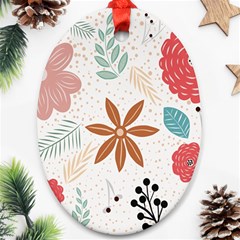 Nature Shape Leaves Flowers Art Ornament (oval) by Pakrebo