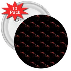 Flamingo Pattern Black 3  Buttons (10 Pack)  by snowwhitegirl