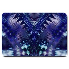 Blue Fractal Lace Tie Dye Large Doormat  by KirstenStar