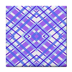 Geometric Plaid Purple Blue Tile Coasters by Mariart